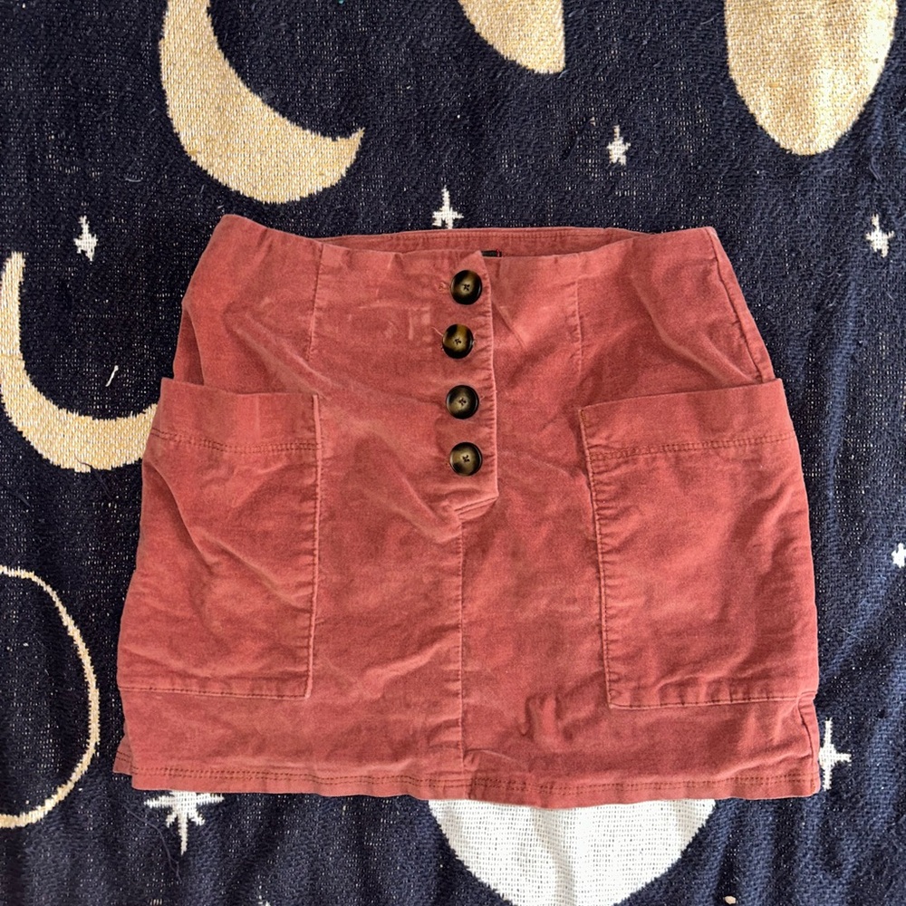 BDG Button-Front Mini Skirt - Rust